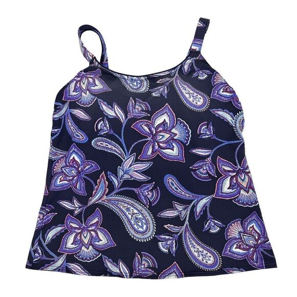 Lands’ End Women’s Navy Purple Tankini Top size 8 - Picture 1 of 5